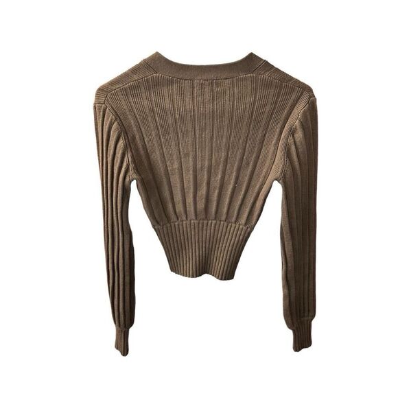 Aritzia Wilfred Plunge front button cardigan brown 2XS - Picture 9 of 10